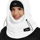 Ski Mask Balaclava for Women Men Windproof Fleece Winter Face Mask Cold Weather Hat Neck Warmer (White)