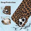 OOK for iPhone 16 Case with Screen Protector + Camera Lens Protector, Retro Cool Leopard Print Cheetah Half-Wrapped PU Phone Case for Women Men, Slim Minimalist Hard PC Case Cover, Brown