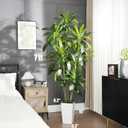 Dracaena Plant Artificial Tree 7Ft Tall Fake Tropical Floor Plants Potted (Real Touch) Artificial Silk Tree Leaf Faux Trees White Tall Planter for Home Office Living Room Indoor Outdoor Decor