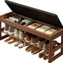 AQIMUELE Shoe Bench with Storage, Wooden 2 Tiers with Flip-Top,Green,39.3", 11.8"D x 39.3"W x 15.7"H
