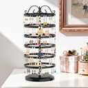 iDavosic.ly 6 Tier Metal Rotating Earring Holder Organizer, 264 Holes Large Stud Storage Display Stands Tree Rack, Adjustable Pierced Hoop Dangle Tower for Women, Black