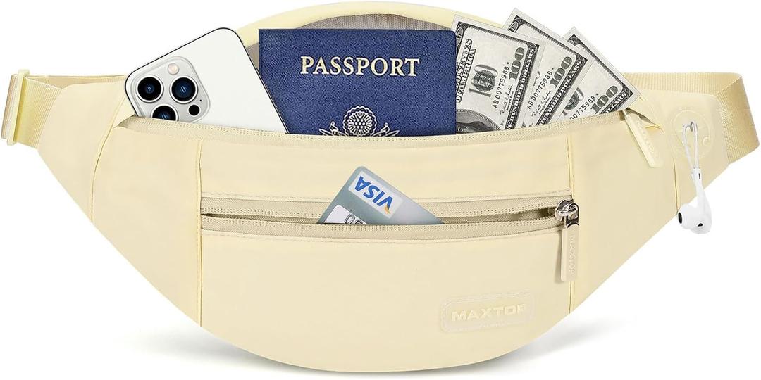 MAXTOP Large Crossbody Fanny Pack with 4-Zipper Pockets,Gifts for Enjoy Sports Festival Workout Traveling Running Casual Hands-Free Wallets Waist Pack Phone Bag Carrying All Phones