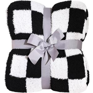 Panku Checkered Blanket, Ultra Soft Black and White Checkered Throw Blanket, Warm Fluffy Checkerboard Blanket for Couch and Sofa (50x60 Inches, Black and White)