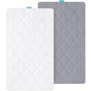 Bassinet Mattress Pad Cover, Fits 21 x 35 Airclub, HARPPA, Larex 3 in 1, Lil Pengyu, MiClassic and Milliard Bedside Bassinet, 2 Pack, Ultra Soft Waterproof Breathable, White and Grey