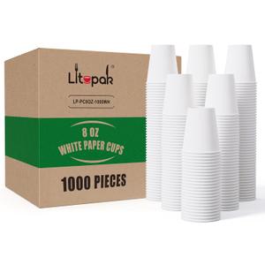LITOPAK 1000 Count Coffee Cups 8 oz, Bulk Paper Cups, Beverage Drinking Cup
Bulk oversized packaging, Leak-proof, food-grade, DIY design, for commercial, home, office, store, school, hot or cold drink
