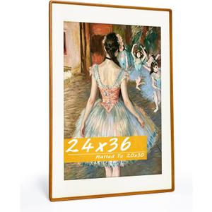 24x36 Poster Frame with Mat for 20x30 Photos, Teak Wood