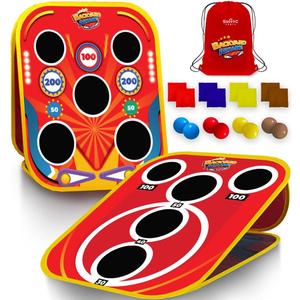SWOOC Games - Backyard Arcade | 2-in-1 Bean Bag Toss Game for Kids w/Carry Bag | 5-Second Setup & Storage | Outside Toys for Toddlers | Carnival Games for Kids | Outdoor Toddler Activities