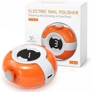 Electric Nail Clipper for Adults & Kids Rechargeable Automatic Nail Trimmer with Built-in File & LED Light, Safe & Easy Nail Care for Fingernails & Light Trimming (Orange)