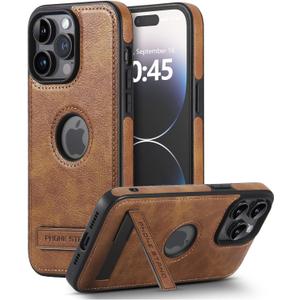 Leather Case for iPhone 13 Pro Max Case, Protective Slim with Kickstand Shockproof Phone Cases, Built-in Invisible Stand Compatible with iPhone 13 Pro Max 6.7'' (Brown, for iPhone 13 Pro max)