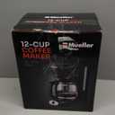 Mueller 12-Cup Drip Coffee Maker - Borosilicate Carafe, Auto-Off, Reusable Filter, Anti-Drip, Keep-Warm Function, Clear Water Level Window Coffee Machine, Kitchen Essentials & Accessories (Black)