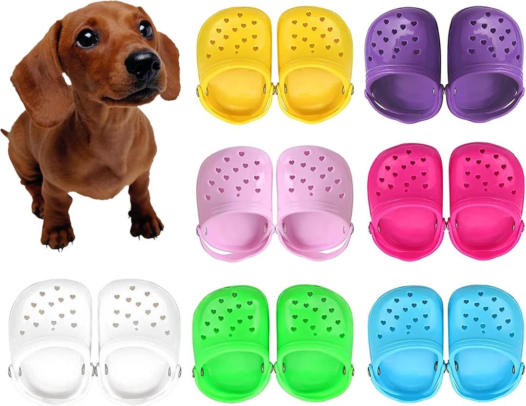 4 PCS Small Dog Sandals, Shoes for Dogs, Candy Colors Dog Sandals for Photo, Doggy Rubber Slipper Shoes Purple (2.7 x 1.5 in (7 x 4cm))