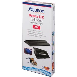 Aqueon LED Deluxe Fish Tank Aquarium Full Hood with LED Light, Black, 20 Inch