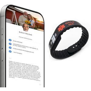 NFC & QR Code Medical ID Bracelet for Alzheimer's, Autism, Dementia - Emergency Contact Silicone Wristband with Real-Time Location Alert Upon Scan to Family - No App Needed