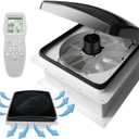 Build-in Rain Shield RV Roof Fan Vent Trailer Camper 10 Speed 12V 14'' Reversible (Smoke-Remote Control)