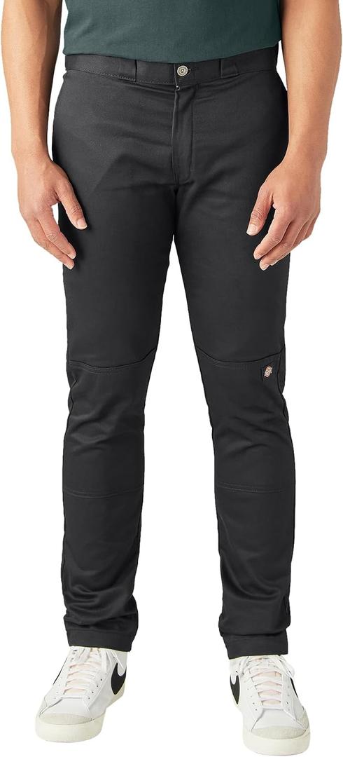 Dickies Men's Skinny Straight Double Knee Work Pants, Black, 34x32