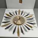 22 Inch Large Metal Wall Clock - Modern Design, Easy to Read for Bedroom, Dining, Living Room, Kitchen, Office Decor (Gold&sunburst)