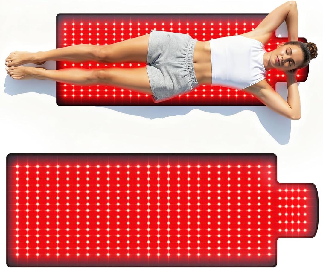 Red Light Therapy Mat, 2in1 LEDs (660nm& 850nm) Red Light Therapy Blanket, Premium Material, Adjustable Timer & Intensity (420 LEDs) (420 LEDs)