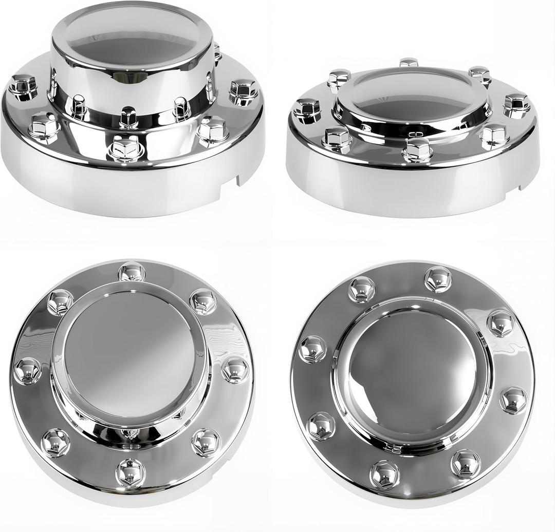 BHB Front & Rear Chrome Dually Wheel Center Hub Caps Compatible with Dodge Ram 3500 2011-2018 with Aluminum Wheels Replaces 68081010AA 68081015AC