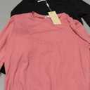 Ekouaer Women's Long Sleeve Shirts 3 Packs Crew Neck Stretchy Fitted Tops Ribbed Base Layer Soft Thermal Undershirts Tee (Black / White / Rose Pink (3pcs)), Small