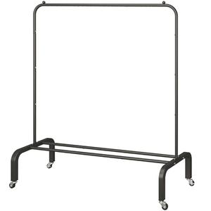 JIUYOTREE Metal Clothing Rack with Wheels, 43.3 Inches Rolling Clothes Garment Coat Rack with Bottom Shelf, Clothing Rack for Hanging Clothes, Coats, Skirts, Shirts, Sweaters, Black