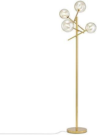 Dellemade TD00145 Sputnik Chandelier Floor Lamp for Bedroom,4-Lights Glass Shade Floor Lamps for Living Room,Brass/Gold