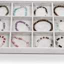 Juvale Velvet Stackable Jewelry Organizer Tray - 12-Grid Bracelet Holder & Ring Organizer - Velvet Jewelry Tray with Soft Compartments - Bracelet Holder Drawer Fits Standard Drawers - 14 x 9.5 In Gray