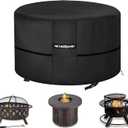 NEVERLAND Fire Pit Cover Round - Waterproof Outdoor Firepit Covers Round for Solo Stove Yukon 25-29 Inches 600D Oxford Heavy Duty Patio Gas Fire Pit Covers with Air Vents, 29 x 18 Inch Black