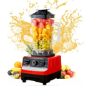 Silver Crest 4500W Heavy Duty Blender 2L Large Capacity Commercial With Mixer Grinder Heavy Duty Copper Motor Machine Portable Ice Smoothie Blenders, Red & Black