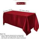 TURSTIN 4 Packs Satin Tablecloth 102 x 58 Inch Overlay Satin Table Cover Rectangle Bright Silk Tablecloth Smooth Fabric Table Decoration for Wedding Banquet Party Events, Burgundy