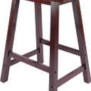 Winsome Satori Saddle Seat Counter Stool, 24" in Walnut, Classic Backless Bar Chairs for Kitchen & Dining Room Seating, Timeless Essential Furniture for Home, Dorm, Apartments
