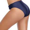 Tempt Me Women Twist Bikini Bottom Moderate High Cut Bathing Suit Bottoms Ruched Swimsuit Bottom (Blue, S)