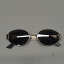 livho Retro Polarized Sunglasses - UV400 Protection, Oval Shape, Metal Frames - Matching Soft Case Inlcuded (Grey/Gold)