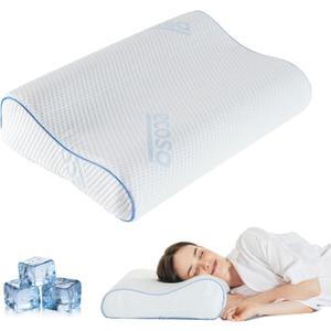 Ecosa Cooling Gel Memory Foam Pillow, Adjustable Memory Pillow, Travel Pillows for Sleeping, Cervical Neck Pillow for Sleeping, Soft Pillows for Side Sleepers