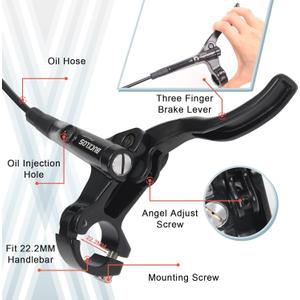 BUCKLOS mountain bike brakes, mechanical brake cable actuation, caliper with aluminum alloy levers, 160mm rotor, universal PM adapter for electric bikes/folding bikes/scooters/fat tire bikes, PCS 1