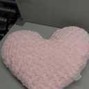 18" Blush Pink Heart Pillow, Luxury 600GSM Rose Textured Faux Rabbit Fur, Super Matte Aesthetic Decorative Throw Pillow for Couch Bed Sofa, Romantic Home Decor Heart Cushion