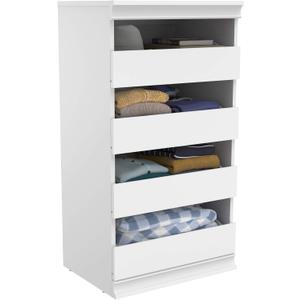 ClosetMaid Modular Storage Unit with 4 Drawers, Wood Closet Organizer, Stacking, Full Backer, Storage, Decorative Trim, White