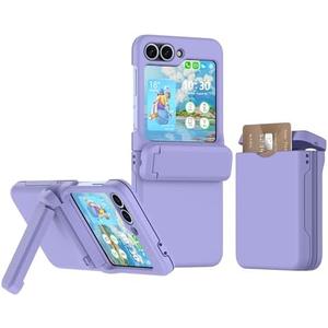 DAKORIE for Samsung Galaxy Z Flip 7 FE/ 6 Case with Kickstand Card Holder Hinge Protection Flip Phone Case Protective Cover for Samsung Galaxy Z Flip 7 FE 2025 /Galaxy Z Flip 6 2024 5G - Purple