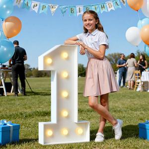 imprsv Plastic Marquee Numbers 3FT Light Up Numbers 1 for Party, Large Light Up Sign 1 for Anniversary Party Backdrop