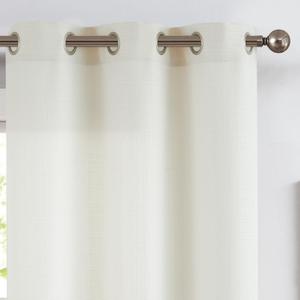 jinchan Ivory Linen Textured Curtains 96 Inches Long for Living Room Grommet Top Light Filtering Window Drapes for Bedroom 2 Panels (38"W x 96"L (Pack of 2), Grommet Ivory)