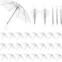 30 Pack Clear Wedding Umbrellas Bulk, Auto Open Stick Umbrellas with White European J Hook Handle Windproof Large Canopy Umbrella for Outdoor Wedding Bride Groom Photography GolfStick Umbrellas