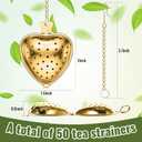 Sumind 50 Pcs Stainless Steel Tea Strainer Ball Infuser Loose Leaf Steeper Interval Diffuser Heart Shape Mesh Filters with Extended Chain Hook for tea party Seasonings Cup Bottle(Gold)