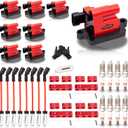 8 Pack Red Square Ignition Coil Pack and Spark Plugs and Wires Set for Chevrolet Chevy Silverado 1500 2500 HD Avalanche Suburban Express GMC Savana Sierra, for Hummer H2 4.8L 5.3L 6.0L Replaces UF271