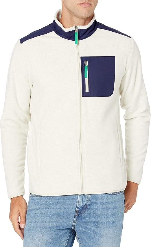 Amazon Essentials Men's Full-Zip Fleece Jacket - Navy Oatmeal XS Amazon Essentials Men's Full-Zip Fleece Jacket - Navy Oatmeal XS