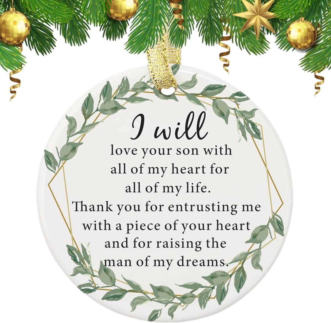 Moblade Mother of The Groom Gifts from Bride, Thank You Gift for Mother in Law from Daughter-in-Law, Wedding Keepsake Ornament Gift  Thank You for Raising The Man of My Dreams (Gold)