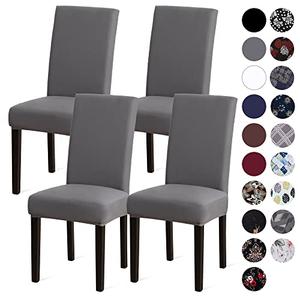 Sufdari Dining Chair Covers,Kitchen Cover,Parsons Slipcover,Spandex Protectors for Room Stretch Chairs Cover Set of 3 -Gray
