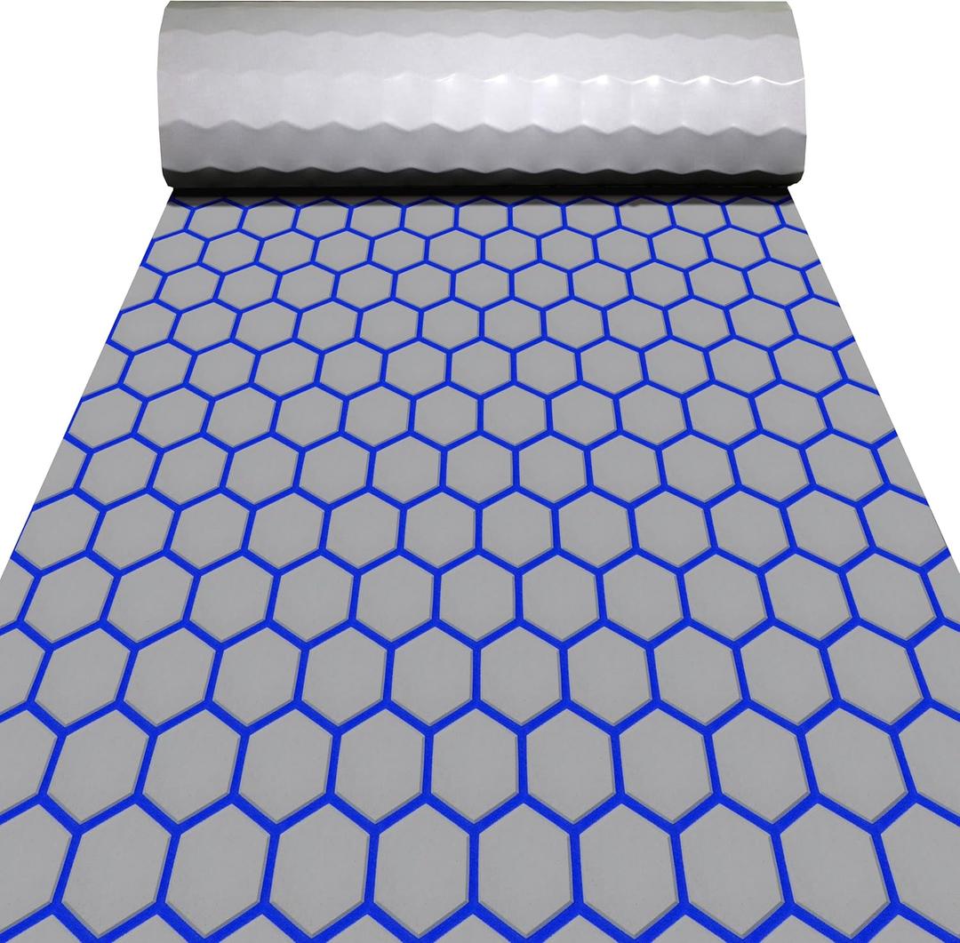 Boat Decking Boat Flooring Marine Non-Slip Self-Adhesive Flooring for MotorboatBoat RV Yacht Swimming Pool 102.3''X37.4'' (Light gray and blue)