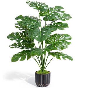 florisso 28" Artificial Monstera Plant Tall Fake Faux Plants Indoor Outdoor Tree for Living Room Home House Decoration