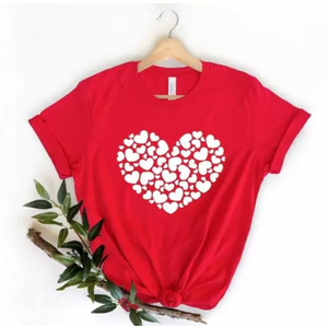 Women Valentine Shirt Love Heart Graphic Short Sleeve Tee Shirt Funny Cute Valentine's Day Gift Tops (Red, 2XL)