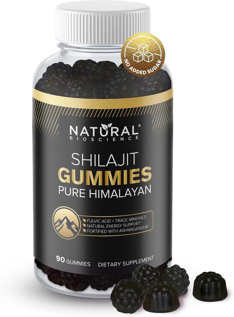 3 x Himalayan Shilajit Gummies 800mg - Magnesium, Ashwagandha, Zinc, Fulvic Acid & 85+ Trace Minerals, Lab Tested, Pure, Sugar-Free, Extra Strength, High Absorption, for Men, Women, Non-GMO, 90 Gummy
