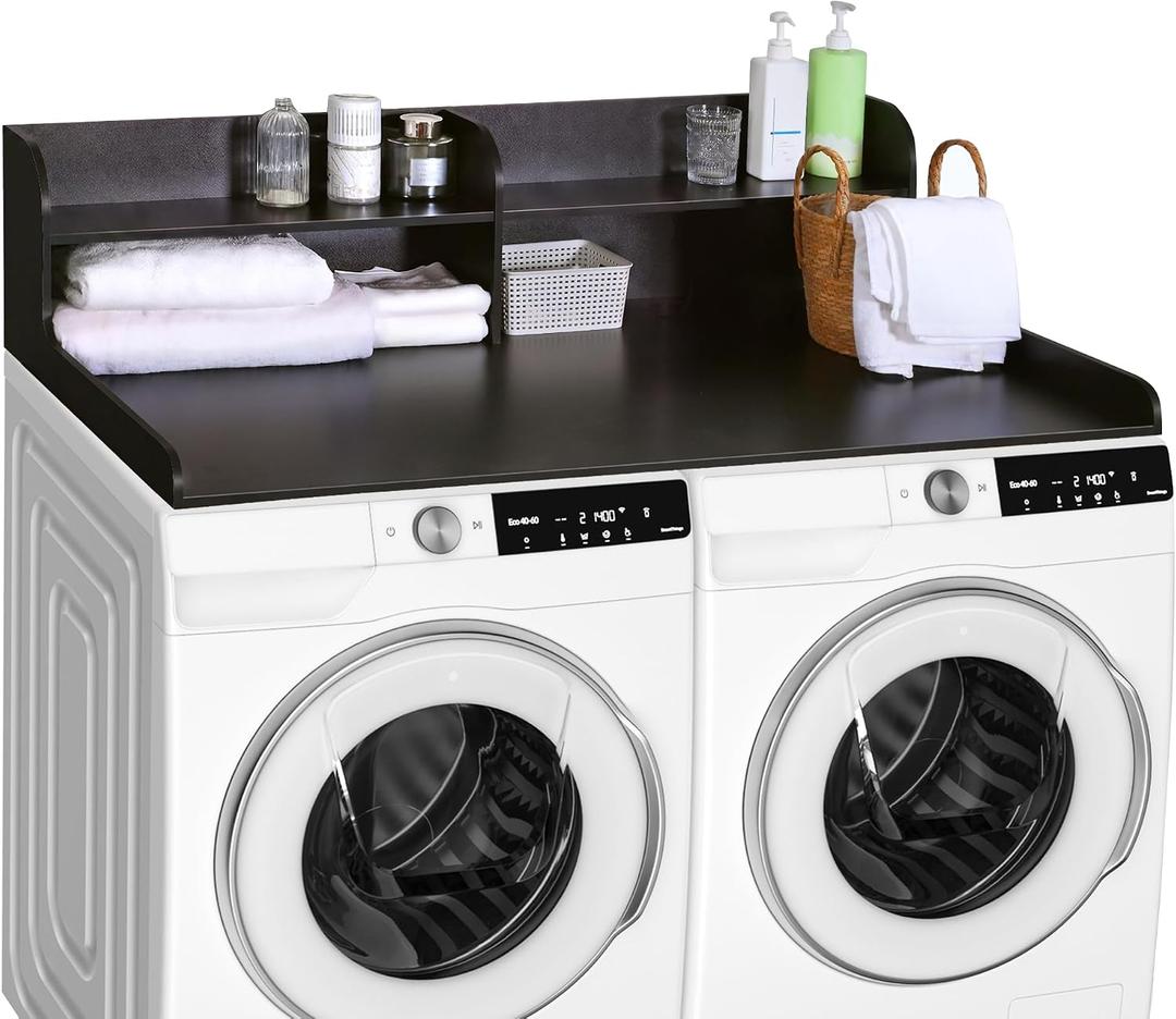 Washer Dryer Countertop with Shelf, 54" W×27.5" D×11.81" H, Black